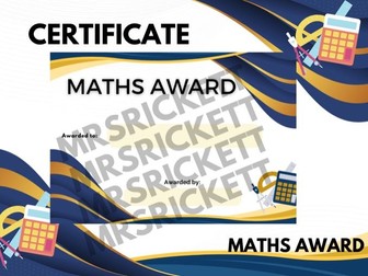 Maths Certificate/Award (blue & gold)