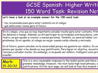 GCSE Spanish Writing: Higher Revision