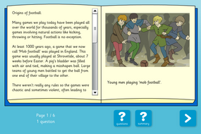 History of Football Interactive Information Book and Questions - Reading Level C - KS1
