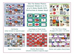 Phonics Consonant Blends bl-cl-fl-gl-pl 6 Game Bundle