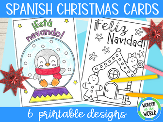 Spanish Christmas cards to colour and write KS2 KS3 Navidad