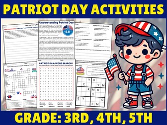 Patriot Day: Reading Passage - Activities Puzzles & Answers 3rd - 5th Sub Plans