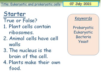 B1.3 Eukaryotic and prokaryotic cells AQA Biology