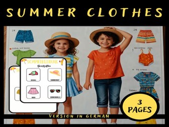 Summer Clothes: Clothing Vocabulary Cards in German