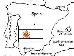 SPAIN - Printable Handout with Map and Flag | Teaching Resources
