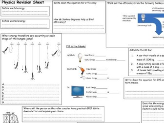 Physics Revision Sheets & Questions (KS3)