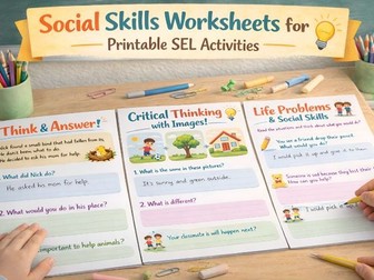 Social Emotional Learning Worksheets for Kids | Critical Thinking & Social Skills Activities | SEL P