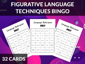 Figurative Language Techniques Bingo
