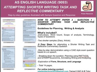 HOW TO ATTEMPT SHORTER WRITING TASK  AND REFLECTIVE COMMENTARY: CAIE ENGLISH LANGUAGE (9093)