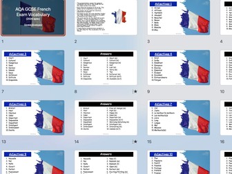 2026 Spec AQA GCSE French Vocabulary Bundle