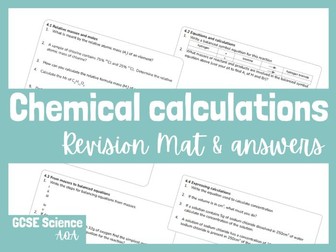 AQA GCSE Combined Science Chemistry Chapter 4 Chemical calculations Revision mat with answers