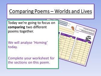 Worlds and Lives Comparing Poems