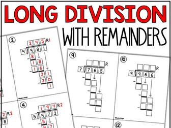3 Digit by 1 Digit Long Division with Remainders