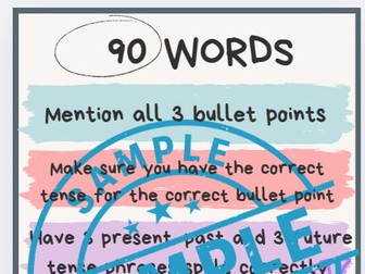 NEW AQA GCSE FRENCH - 90 word Classroom poster - Writing