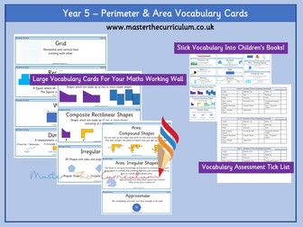 Year 5- Perimeter & Area Vocabulary and Assessment