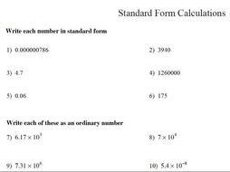 standard form calculations gcse maths