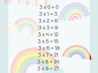 0-12x Times Tables Rainbow Design