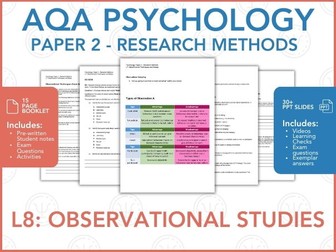 L8: Observational Studies/Design - Research Methods - AQA Psychology