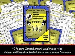 40 Lyric Reading Comprehensions Book 1 - Mr A, Mr C and Mr D Present