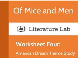 Of Mice and Men Worksheet - Theme Study: The American Dream