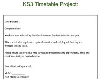 KS3 Mathematics Project - Timetable