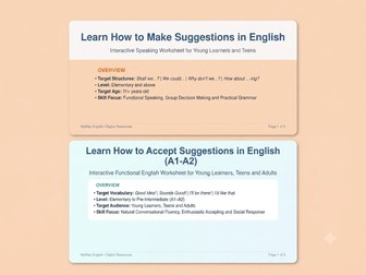 Making & Accepting Suggestions Bundle | A1–A2 Functional English Worksheets