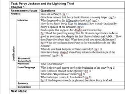 Percy Jackson and the Lightning Thief guided reading & comprehension for every chapter (Y5, 6, 7)