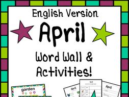 APRIL Word Wall Cards AND Activities! English version