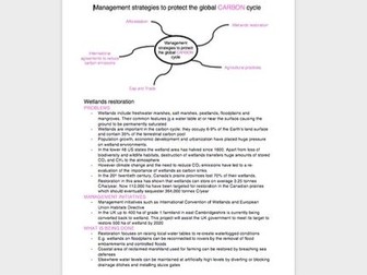 A level OCR revision on management strategies to protect the global carbon and water cycle