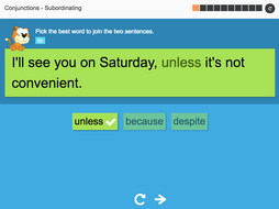 Subordinating conjunctions: Conjunctions - Interactive Activity - KS3 Spag