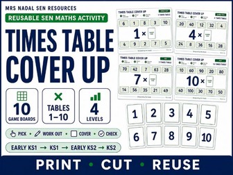 Times Table Cover Up Activity | Tables 1–10 | 4-Level SEN Maths Game