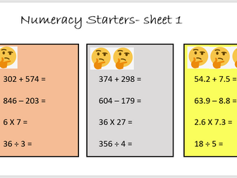 40 sets of arithmetic/numeracy starters/morning work  year 5 & 6 answers 4 operations SATs revision