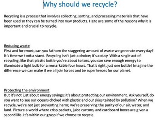 Persuasive Model text- Why should we recycle?