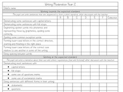 Writing Moderation Assessment sheet for Year 2 | Teaching Resources