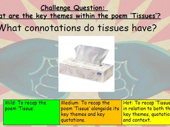 'Tissues' Differentiated Poetry Revision Lesson