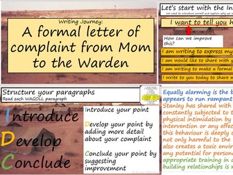 Holes Writing Unit - Formal Letter of Complaint from Stanley's mom - Yr5/6