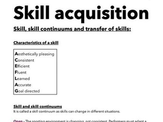 Skill acquisition revision notes