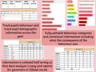 Whole School Serious Behaviour Tracker | Behaviour Analysis, SEND & PP  | SLT, Governors & Ofsted