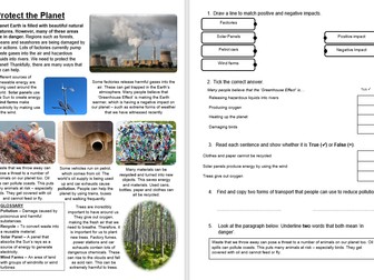 Protect the Planet - KS2 Primary Reading Comprehension National Test Style Sample Questions