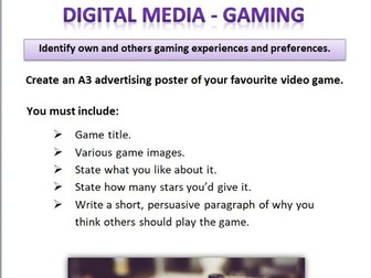 Gaming Media Studies Favourite Game Poster Task