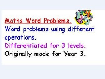 Maths word problem solving differentiated