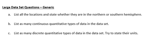 A-Level Maths: Large Data Set Questions | Teaching Resources