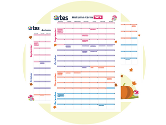 2024/25 Tes autumn term staff room calendar