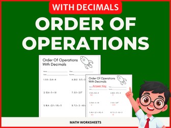 Order of Operations with Decimals Worksheets | BODMAS, BIDMAS, GEMDAS, BEDMAS