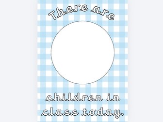 Gingham Children in Class Today Attendance Poster
