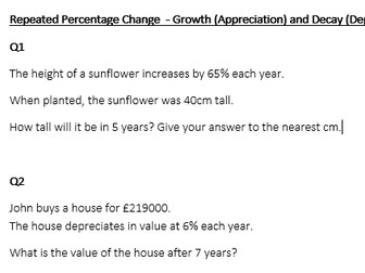 Repeated Percentage Change - Growth and Decay