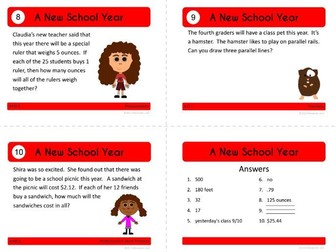 Back to School Common Core Task Cards - Fourth Grade Math