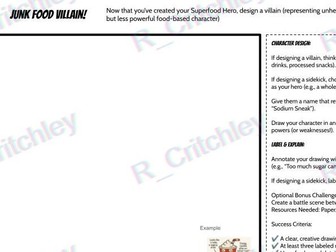 KS3 Food Tech - Nutrient Hero/Villain