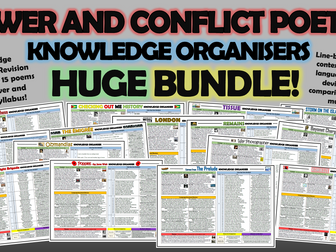 Power and Conflict Poetry Knowledge Organisers Huge Bundle!
