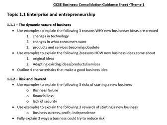 Edexcel GCSE Business Revision Qs Theme 1